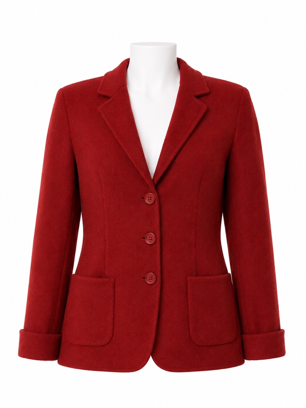 Size M Jones New York Petite Women’s Red Virgin Wool Angora Blend Blazer Jacket